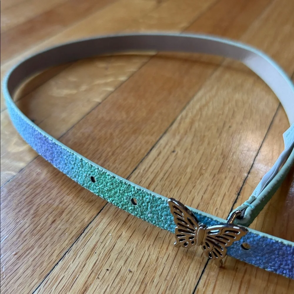 Target Blue-Green Gradient Kids Belt with Silver Butterfly Charm